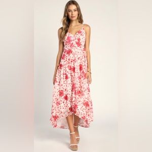 NWT Metalic Ruffled Floral Wrap Dress